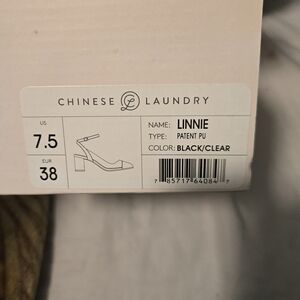 Chinese Laundry Linnie Black and Clear Heels